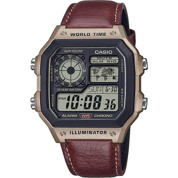 CASIO Collection Standard Dual Time Chronograph Brown Leather Strap