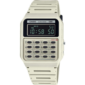 CASIO Vintage Mini Calculator Dual Time Chronograph White Bio-Resin Strap