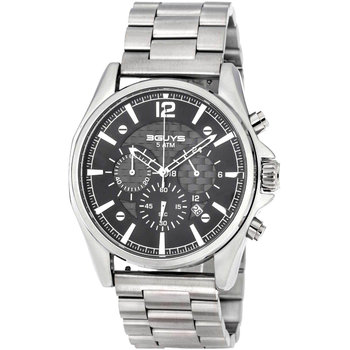 3GUYS Chronograph Silver Stainless Steel Bracelet