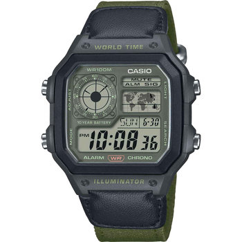 CASIO Collection Standard Dual Time Chronograph Green Synthetic Strap