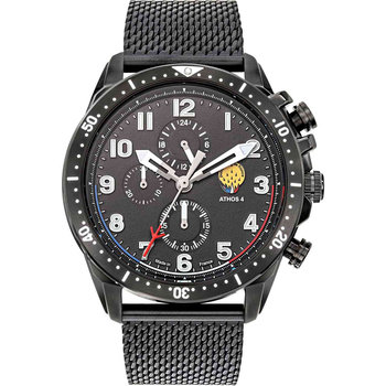 PATROUILLE DE FRANCE Athos 4 Chronograph Black Stainless Steel Bracelet