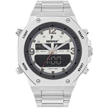 RUCKFIELD Dual Time Chronograph Silver Stainless Steel Bracelet