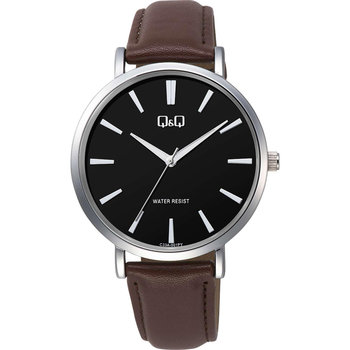 Q&Q Watch Brown Leather Strap