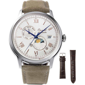 ORIENT Classic Sun and Moon Automatic Brown Leather Strap Limited Edition Gift Set