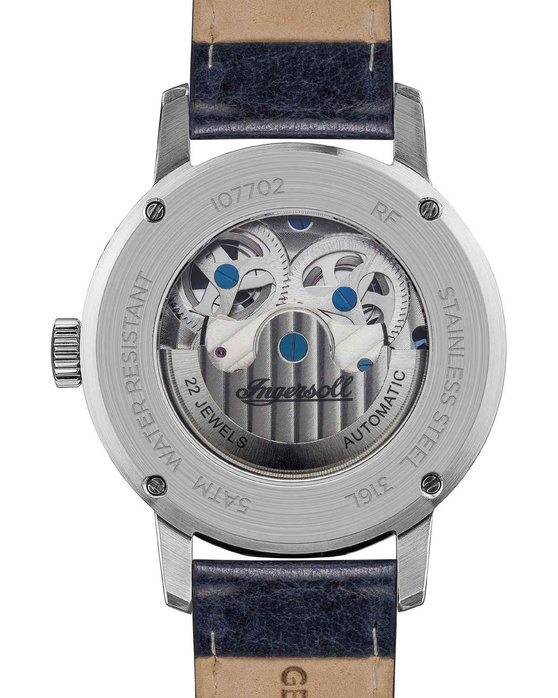 INGERSOLL Jazz Automatic Dual Time Blue Leather Strap