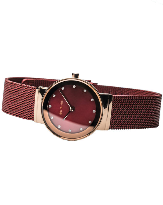 BERING Classic Crystals Red Stainless Steel Bracelet