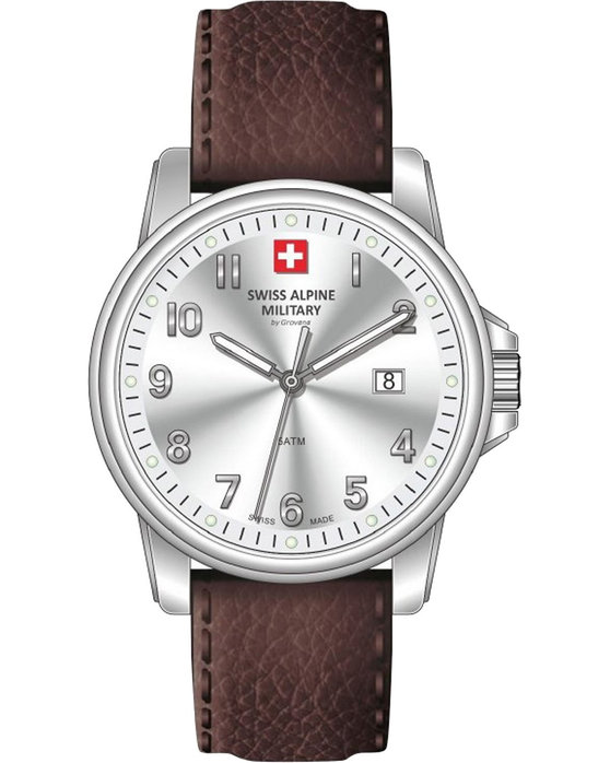SWISS ALPINE MILITARY Leader Brown Leather Strap
