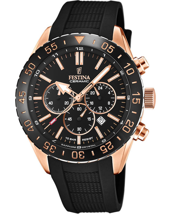 FESTINA Ceramic Chronograph Black Rubber Strap