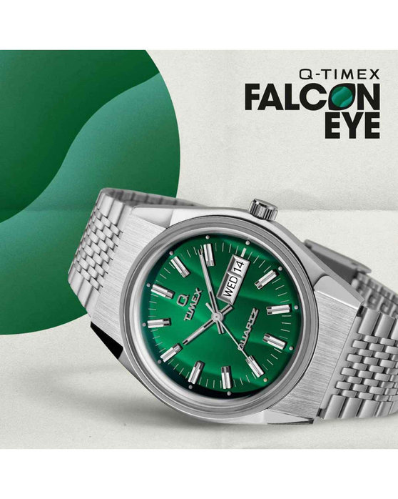 TIMEX Q Falcon Eye Silver Stainless Steel Bracelet