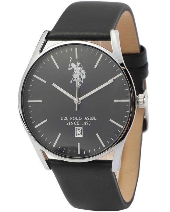 U.S.POLO Colin Black Leather Strap