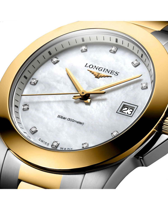 LONGINES Conquest Diamonds Two Tone Stainless Steel Bracelet