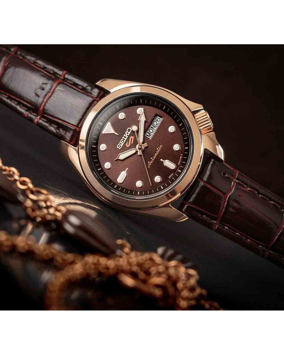 SEIKO 5 Sports Automatic Brown Leather Strap