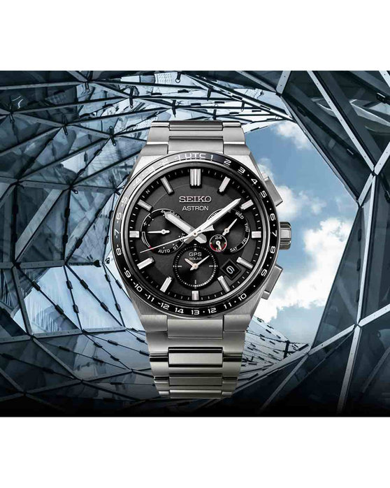 SEIKO Astron Solar Dual Time Silver Stainless Steel Bracelet