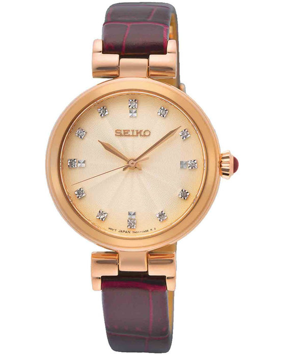 SEIKO Caprice Diamonds Brown Leather Strap