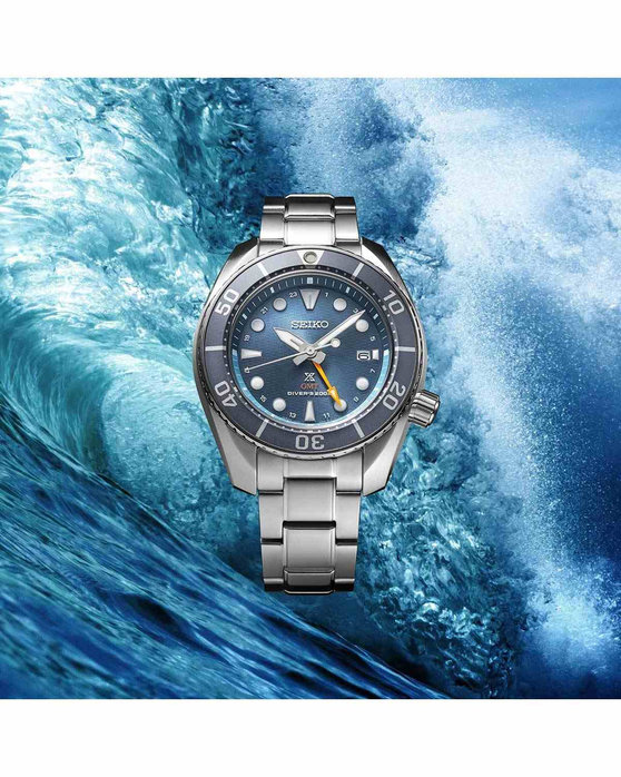 SEIKO Prospex Sumo Divers Solar GMT Silver Stainless Steel Bracelet