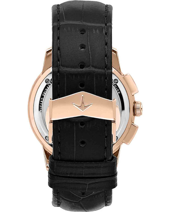 LUCIEN ROCHAT Iconic Chronograph Black Leather Bracelet