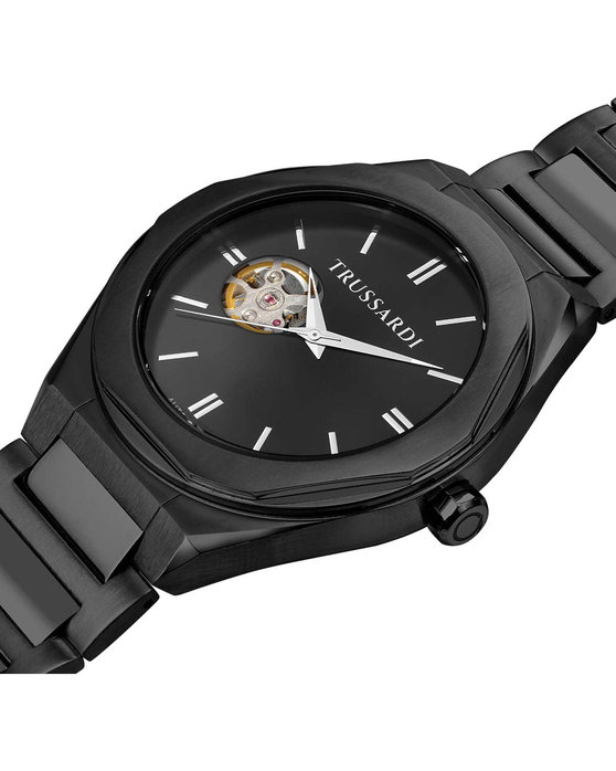 TRUSSARDI Brink Automatic Black Metallic Bracelet