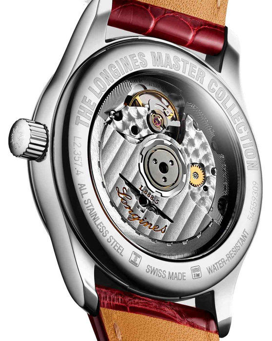 LONGINES The LONGINES Master Collection Diamonds Automatic Red Leather Strap