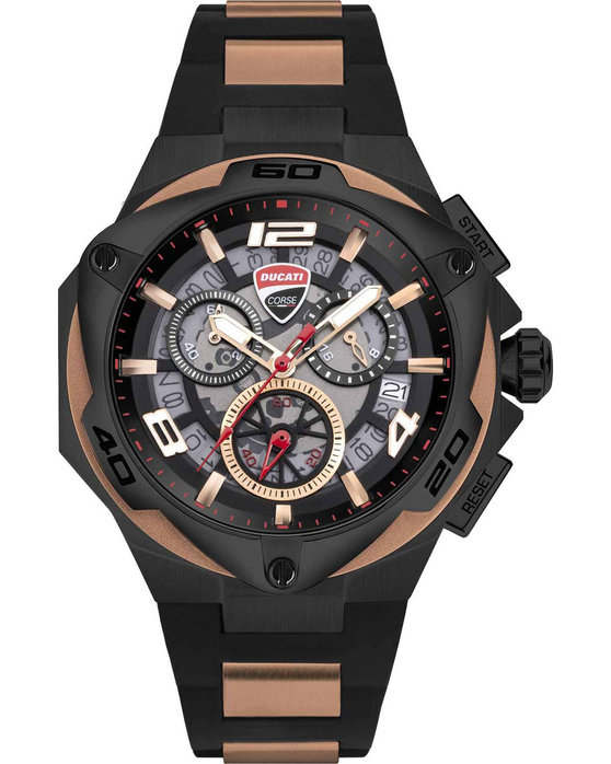 DUCATI CORSE Motore Chronograph Two Tone Combined Materials Bracelet