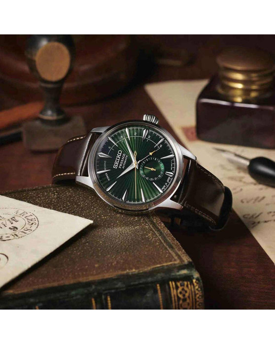 SEIKO Presage Midnight Mockingbird Automatic Brown Leather Strap