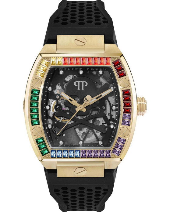 PHILIPP PLEIN The Skeleton Crystals Automatic Black Rubber Strap