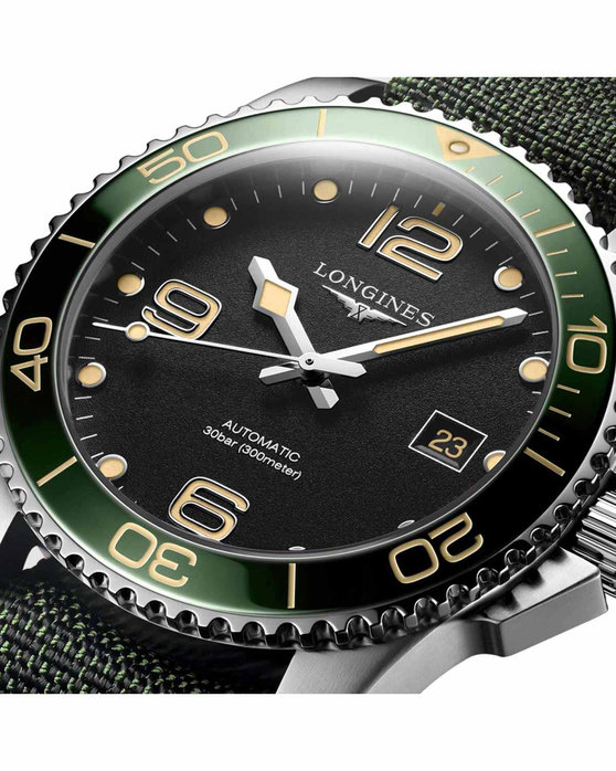 LONGINES HydroConquest Automatic Green Synthetic Strap