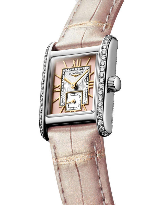 LONGINES Mini DolceVita Diamonds Pink Leather Strap