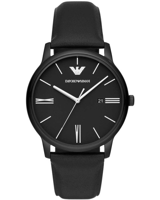 EMPORIO ARMANI Minimalist Black Leather Strap