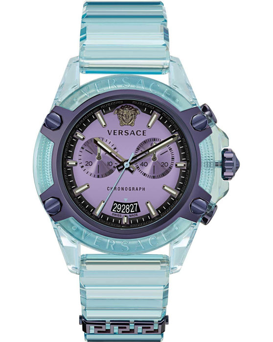 VERSACE Icon Active Chronograph Light Blue Rubber Strap