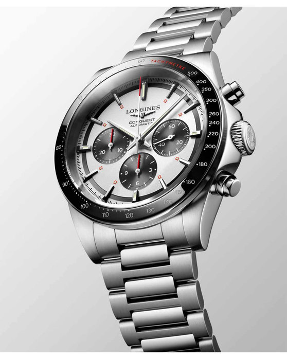 LONGINES Conquest Automatic Chronograph Silver Stainless Steel Bracelet