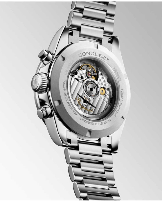 LONGINES Conquest Automatic Chronograph Silver Stainless Steel Bracelet