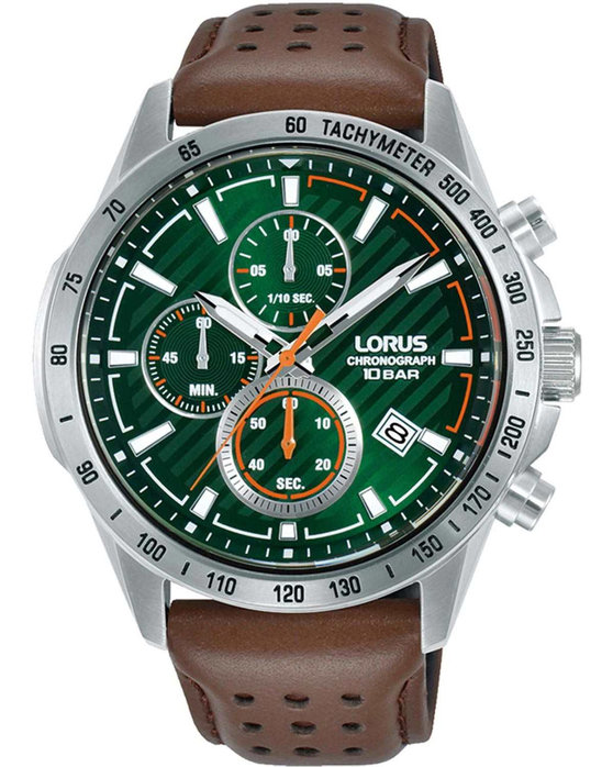 - LORUS Green Strap RM303JX9 Sports Chronograph Leather Ρολόι