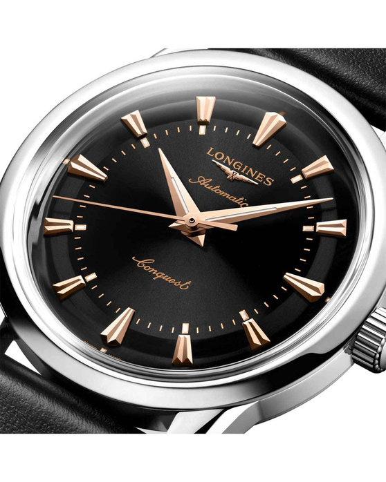 LONGINES Conquest Heritage Classic Automatic Black Leather Strap