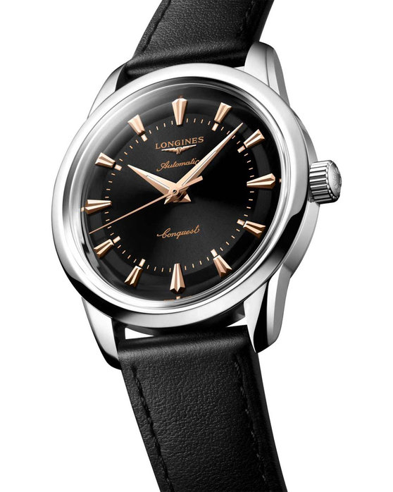 LONGINES Conquest Heritage Classic Automatic Black Leather Strap