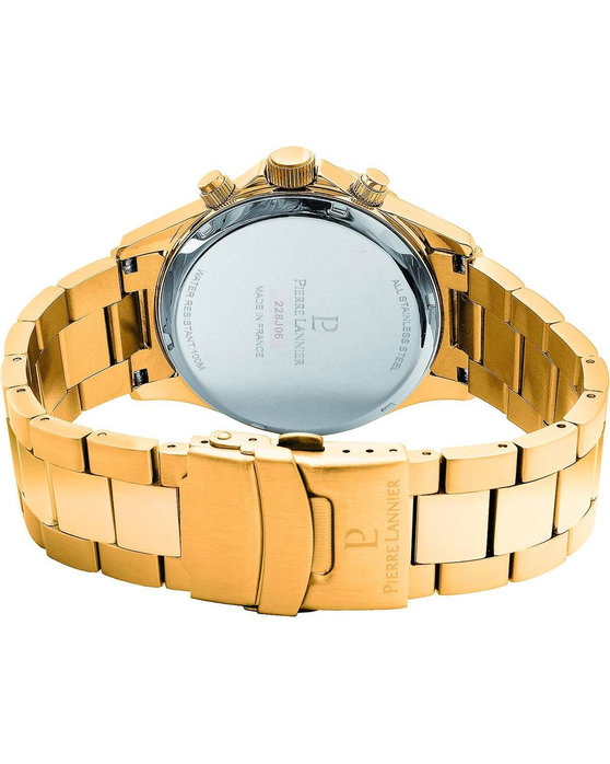 PIERRE LANNIER Cronos Chronograph Gold Stainless Steel Bracelet