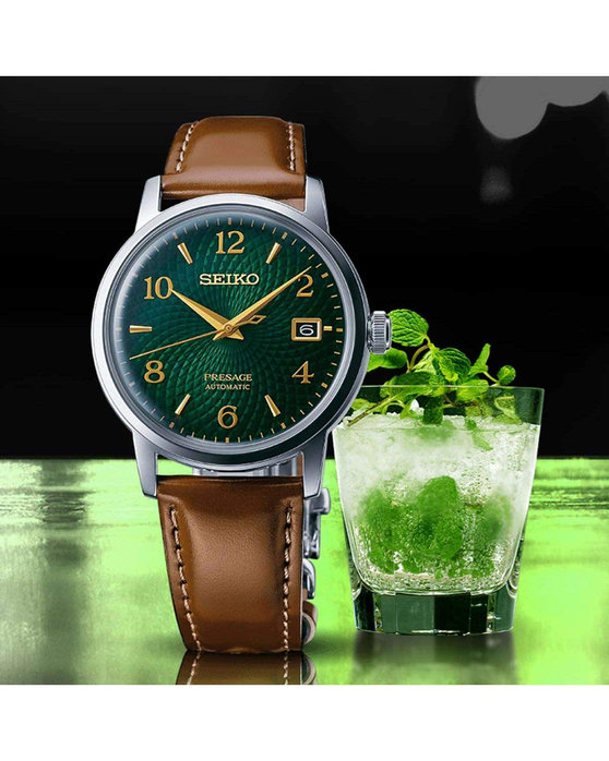 SEIKO Presage Cocktail Time Mojito Automatic Brown Leather Strap