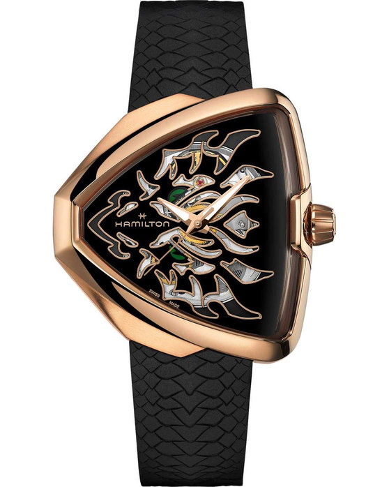 HAMILTON Ventura Elvis80 Skeleton Dragon Automatic Black Rubber Strap