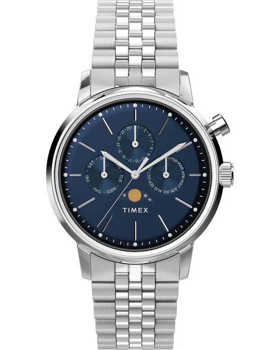 TIMEX Marlin® Moon Phase 40mm Silver Stainless Steel Bracelet