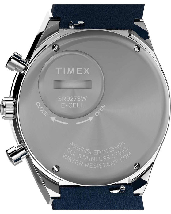 Q Timex Tachymeter Blue Leather Strap