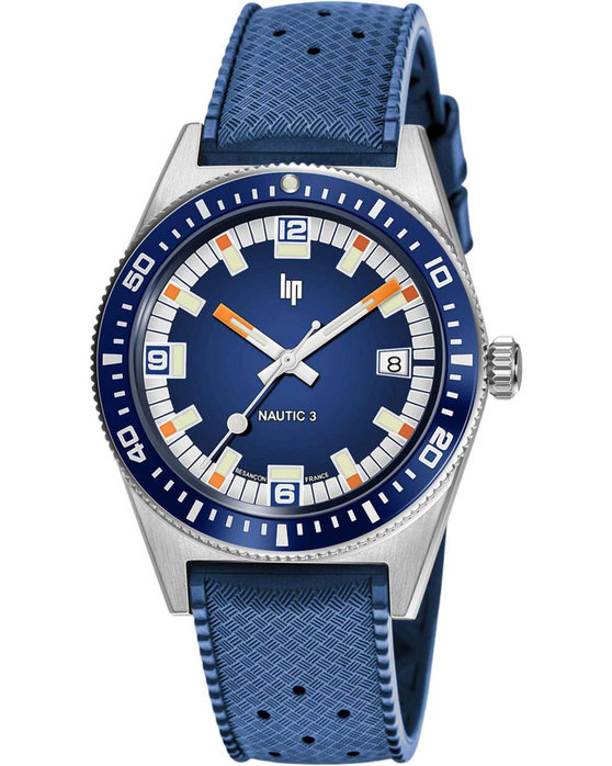 LIP Nautic 3 Automatic Blue Synthetic Strap