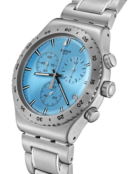 SWATCH Irony That'S So Peachy Chronograph Silver Stainless Steel Bracelet