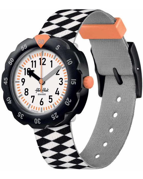 FLIK FLAK Organized Chaos Race Flag Two Tone Plastic Strap