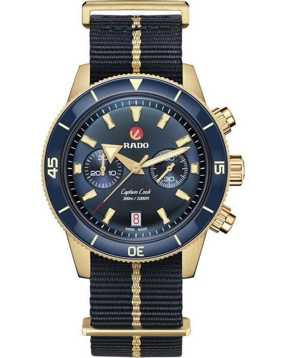 RADO Captain Cook Automatic Chronograph Two Tone Fabric Strap Gift Set (R32146208)