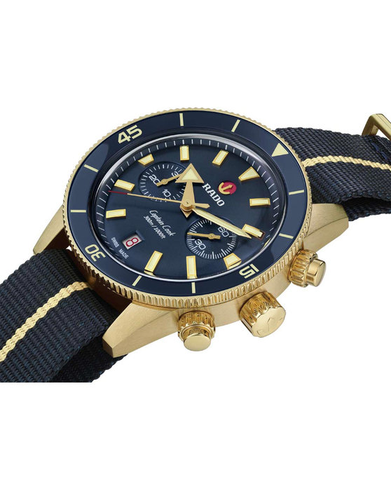 RADO Captain Cook Automatic Chronograph Two Tone Fabric Strap Gift Set (R32146208)