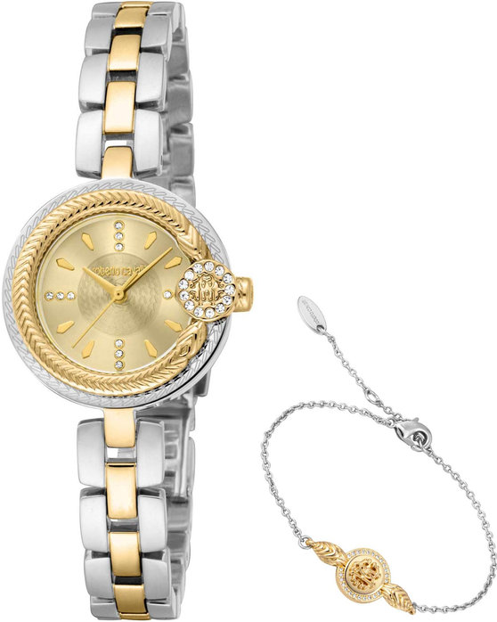 ROBERTO CAVALLI Mini Crystals Two Tone Stainless Steel Bracelet Gift Set