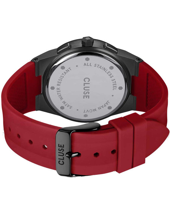 CLUSE Vigoureux Chronograph Red Silicone Strap