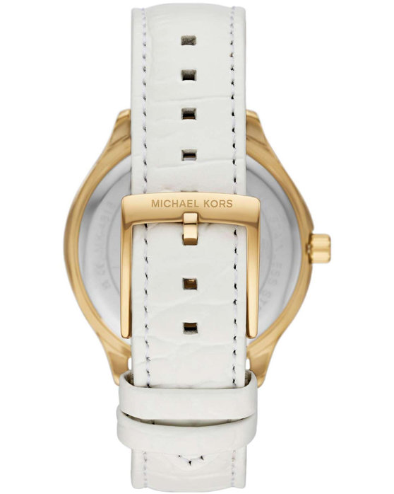 MICHAEL KORS Sage Crystals White Leather Strap