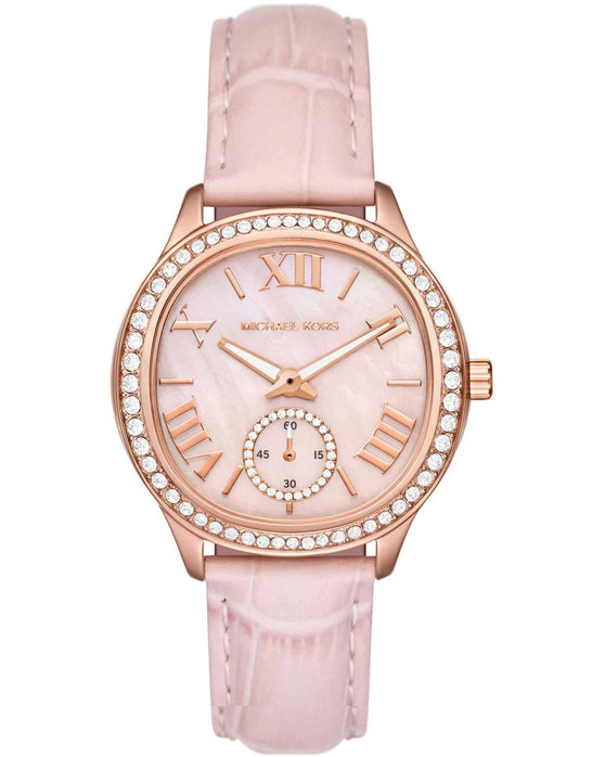 MICHAEL KORS Sage Crystals Pink Leather Strap