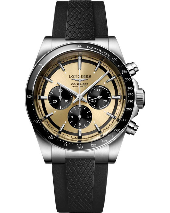 LONGINES Conquest Automatic Chronograph Black Rubber Strap