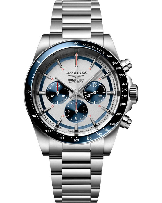 LONGINES Conquest Automatic Chronograph Silver Stainless Steel Bracelet